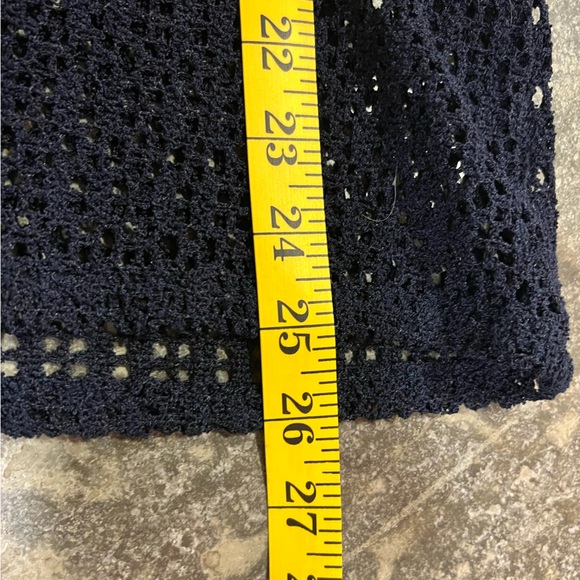 Navy Crochet Short Sleeve 1 Button Cardigan - Picture 5 of 12